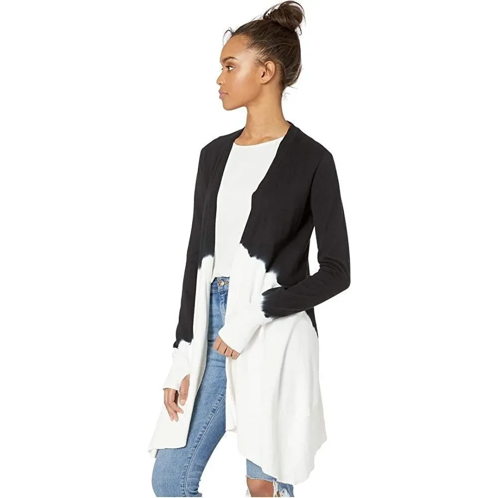 Blanc Noir Dip-Dye Long Cardigan - Black and White size S NWT - Picture 3 of 6